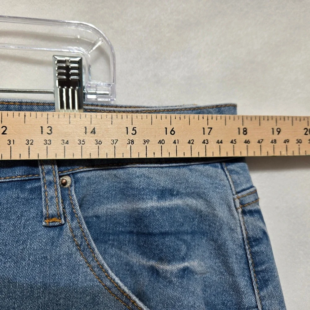 Sidefeel Barrel Jeans Size 16 Light Wash High Rise Curved Leg Stretch Denim 1295